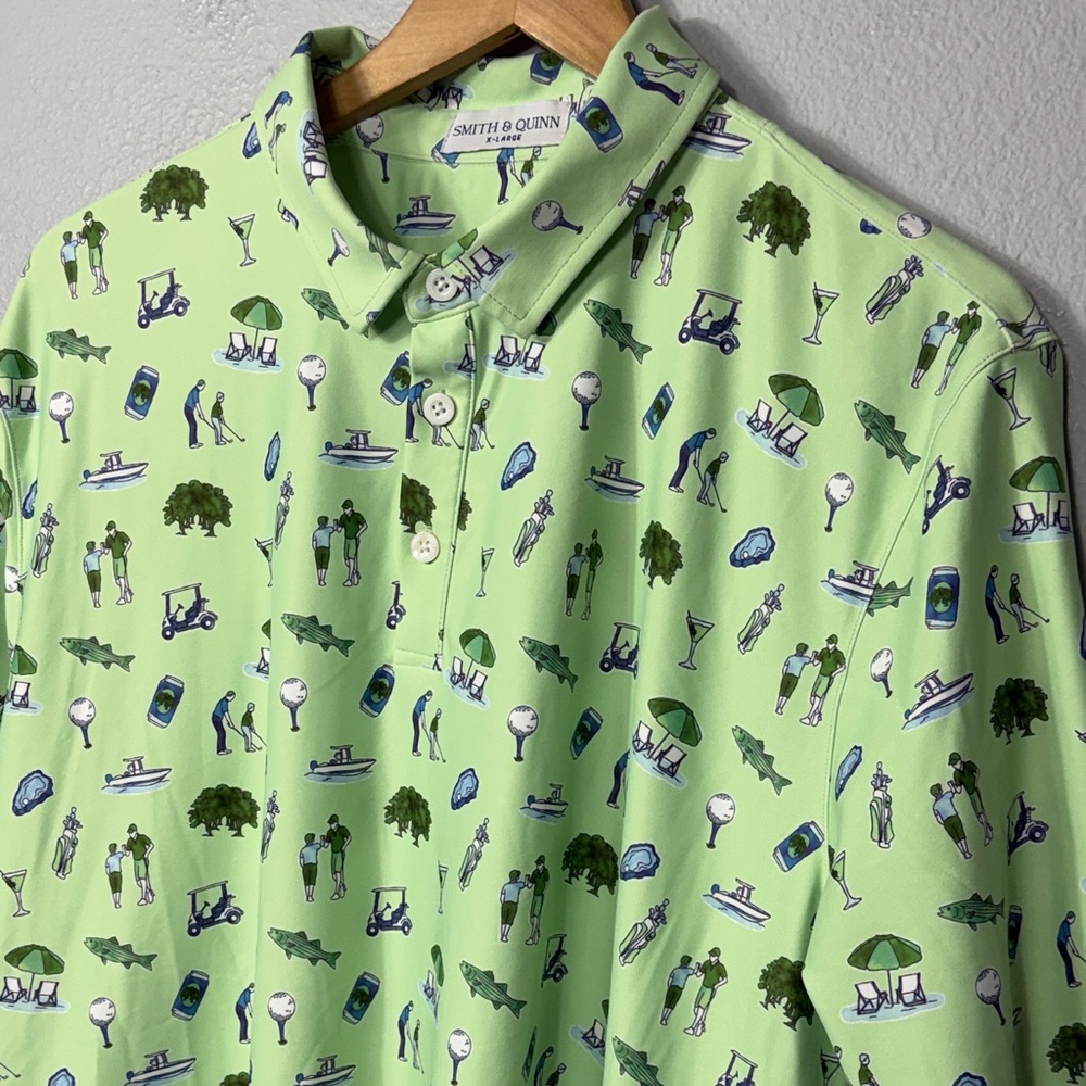 Smith & Quinn Men's Golf Fishing Theme Printed Polo Shirt